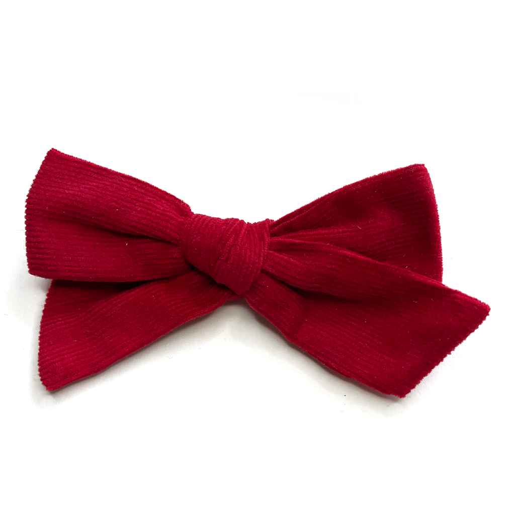 Classic Hand Tied Bow - Red Corduroy