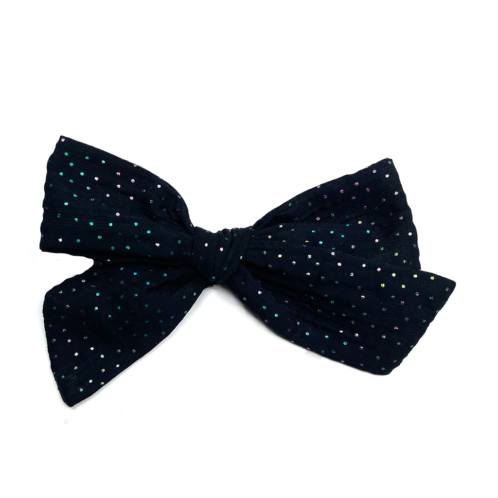 Classic Hand Tied Bow - Black Sparkle
