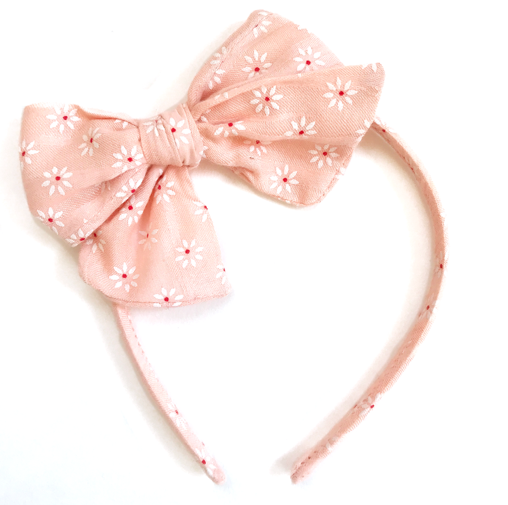 Collette Headband- Peach Pink Daisy