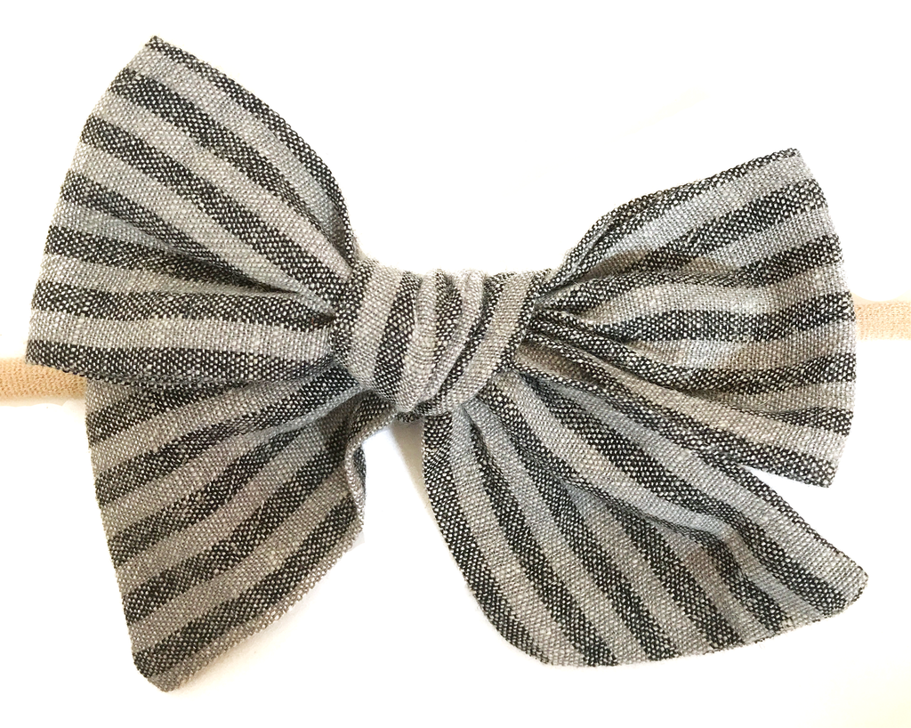 Hand Tied Bow - Black and Gray Stripe