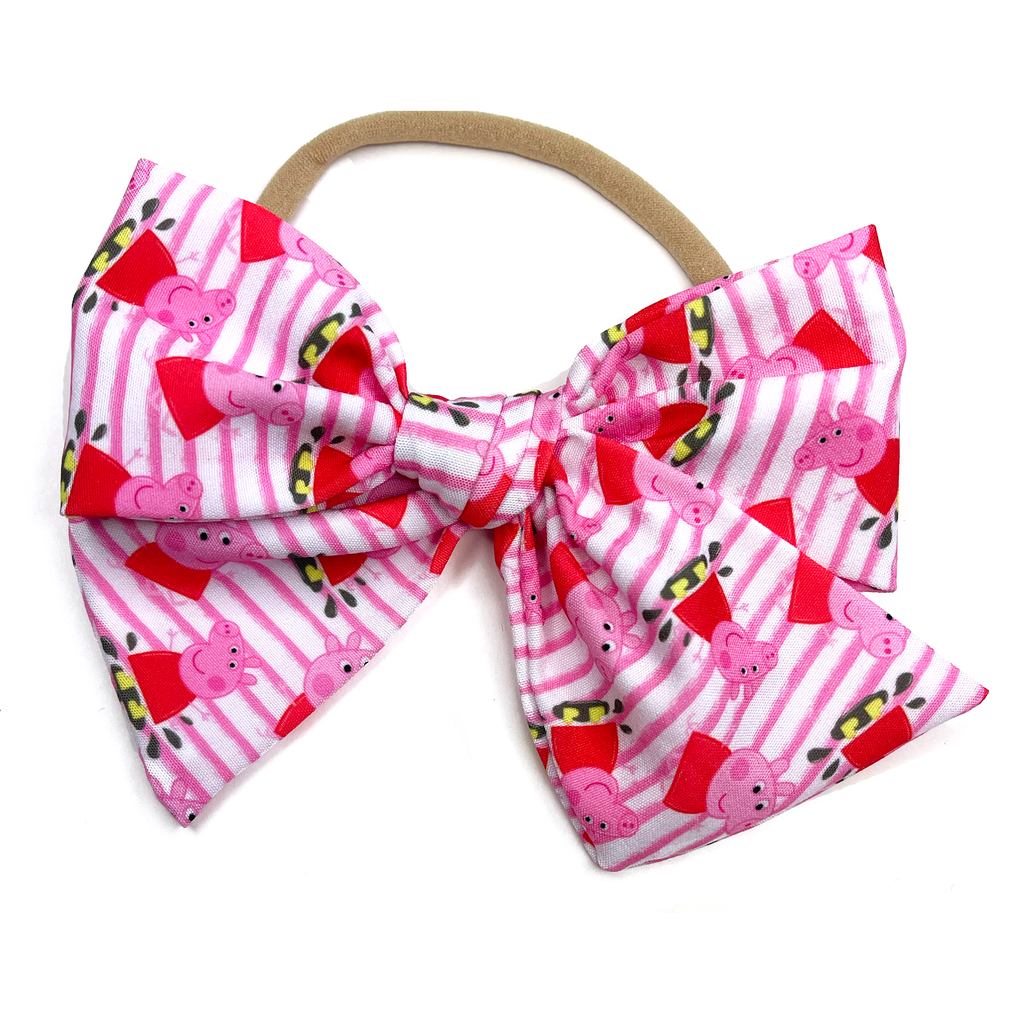 Hand Tied Bow - Pink Pig