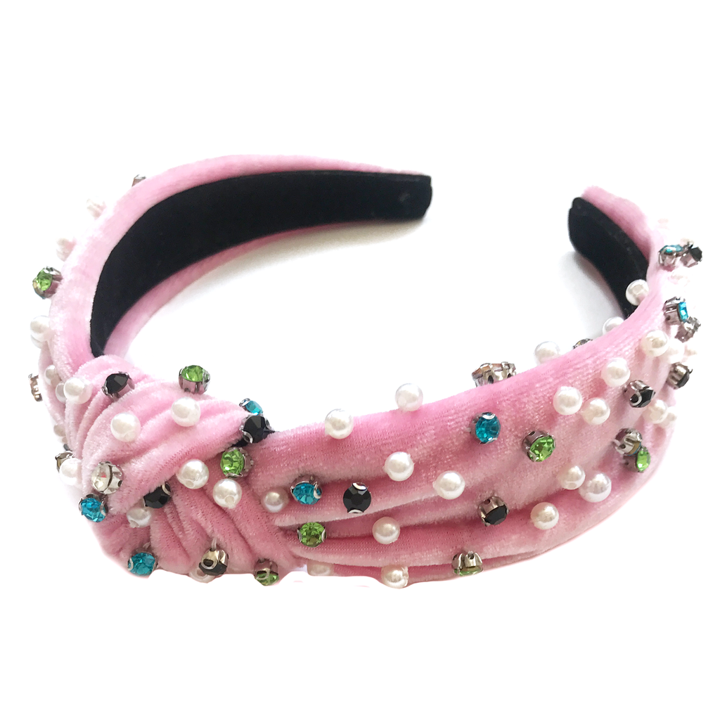 Jewel Headband- Velvet Pink Crystal