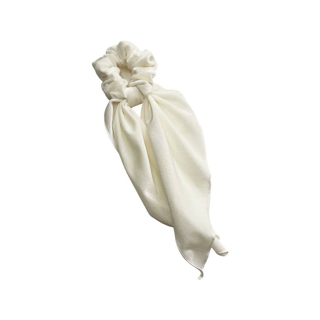 Long Tail Scrunchie- Off White Velvet