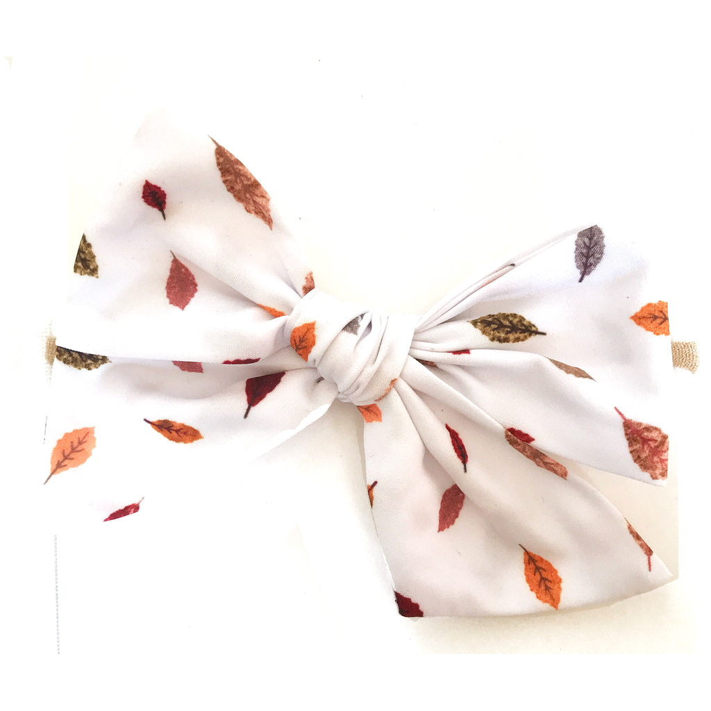 Oversized Hand Tied Bow- Fall Leaves