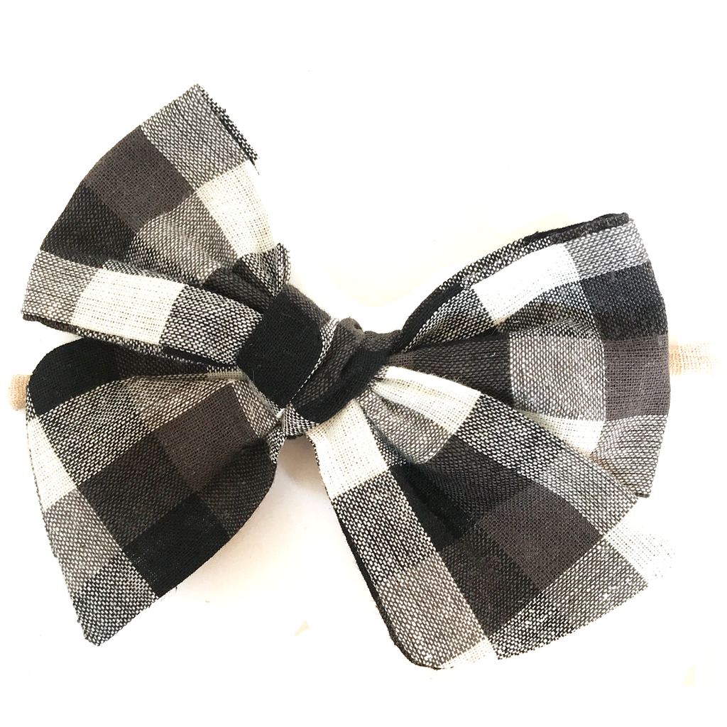 Oversized Hand Tied Bow- Large Black Check