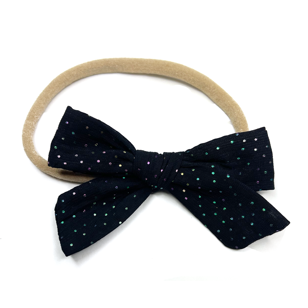 Classic Petite Hand-Tied Bow - Black Sparkle