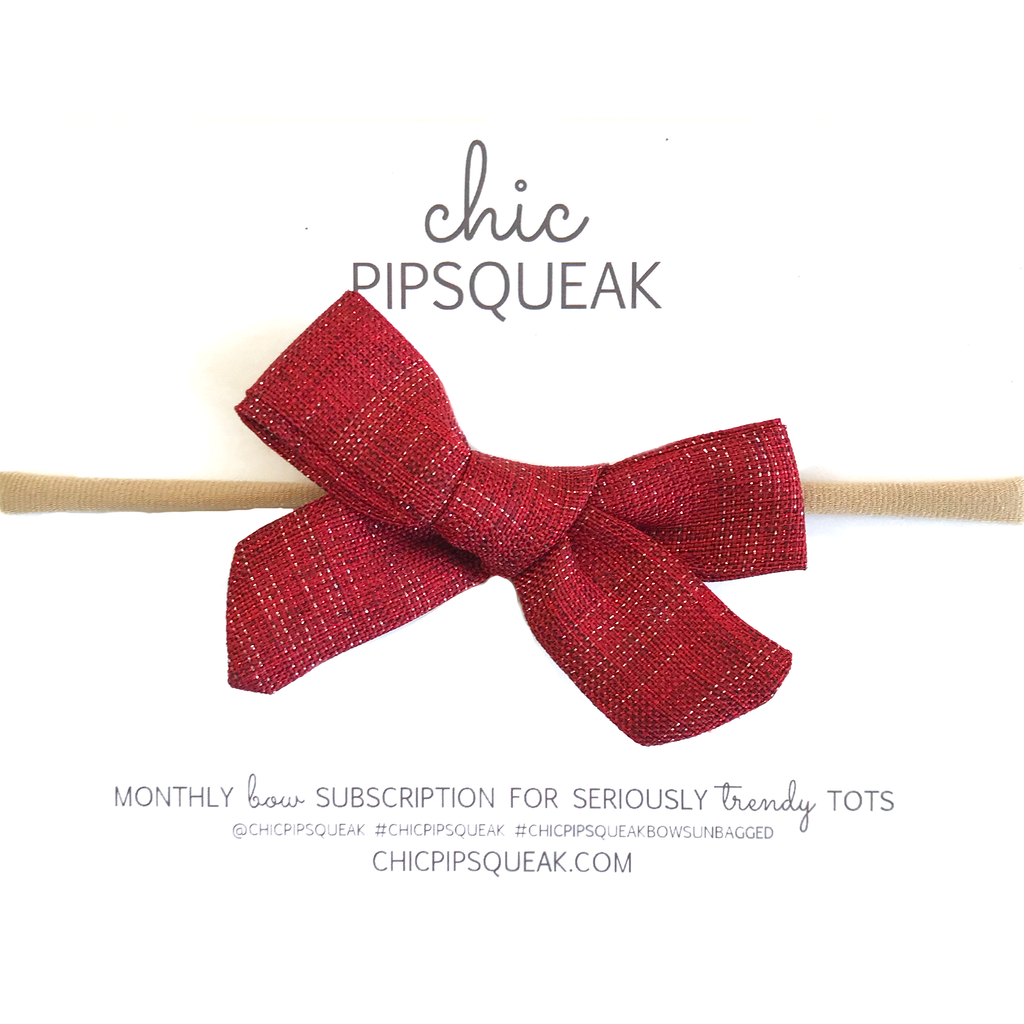 Petite Hand-Tied Bow - Red Shimmer