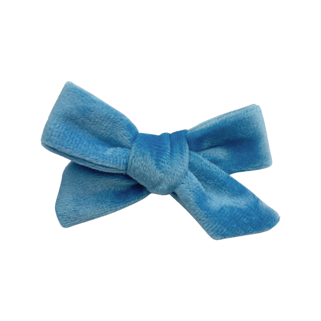 Petite Hand-Tied Bow - Turquoise Velvet