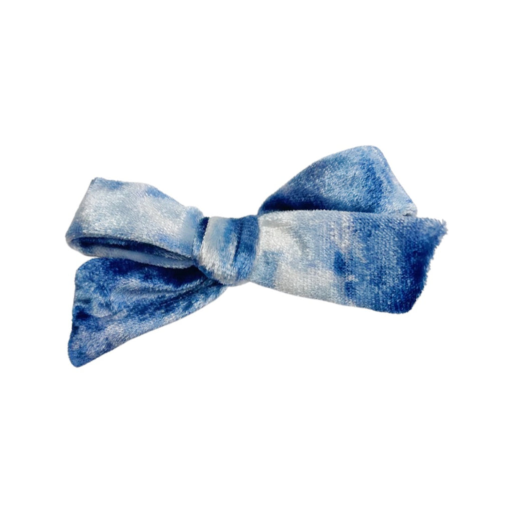 Petite Hand-Tied Bow - Blue Tie-Dye