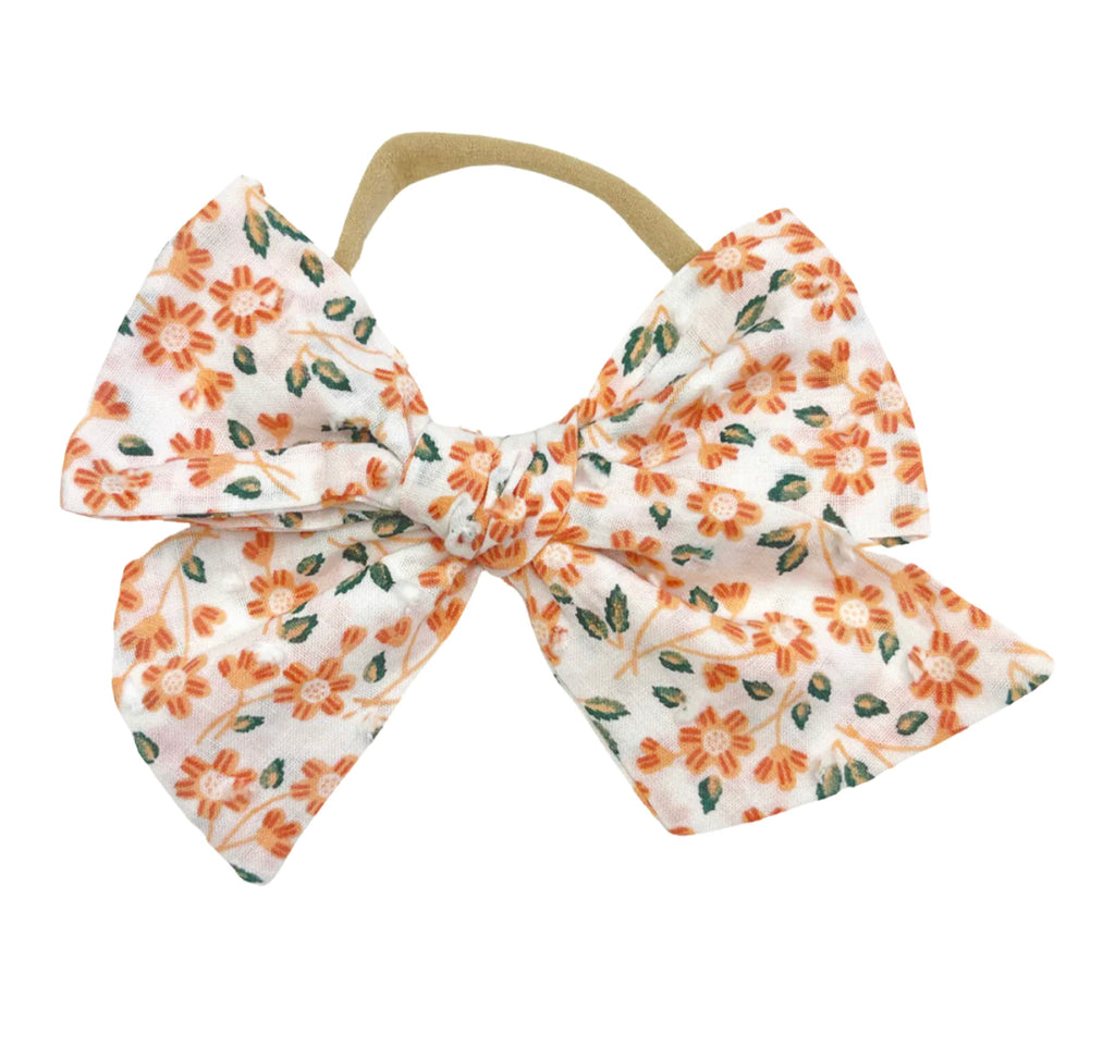 Oversized Hand Tied Bow- Orange Fall Floral