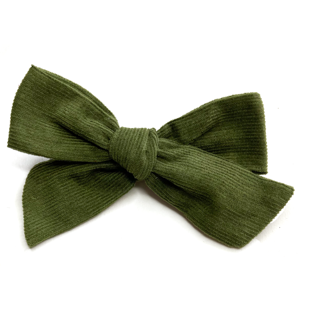 Classic Hand Tied Bow - Olive Green Corduroy