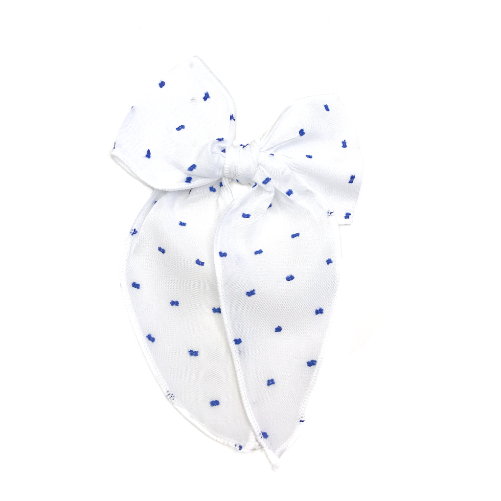 Cameryn - White with Royal Blue Swiss Dots