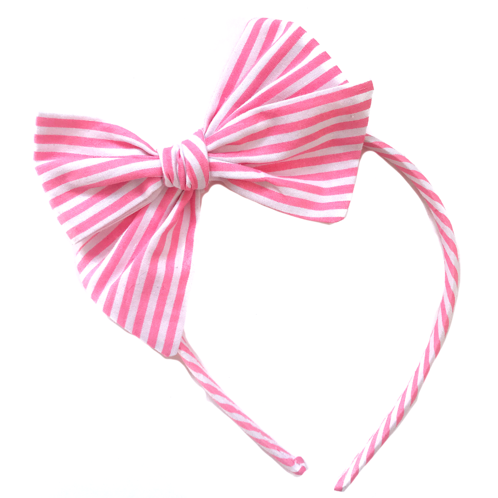 Collette Headband- Stripe Neon Pink