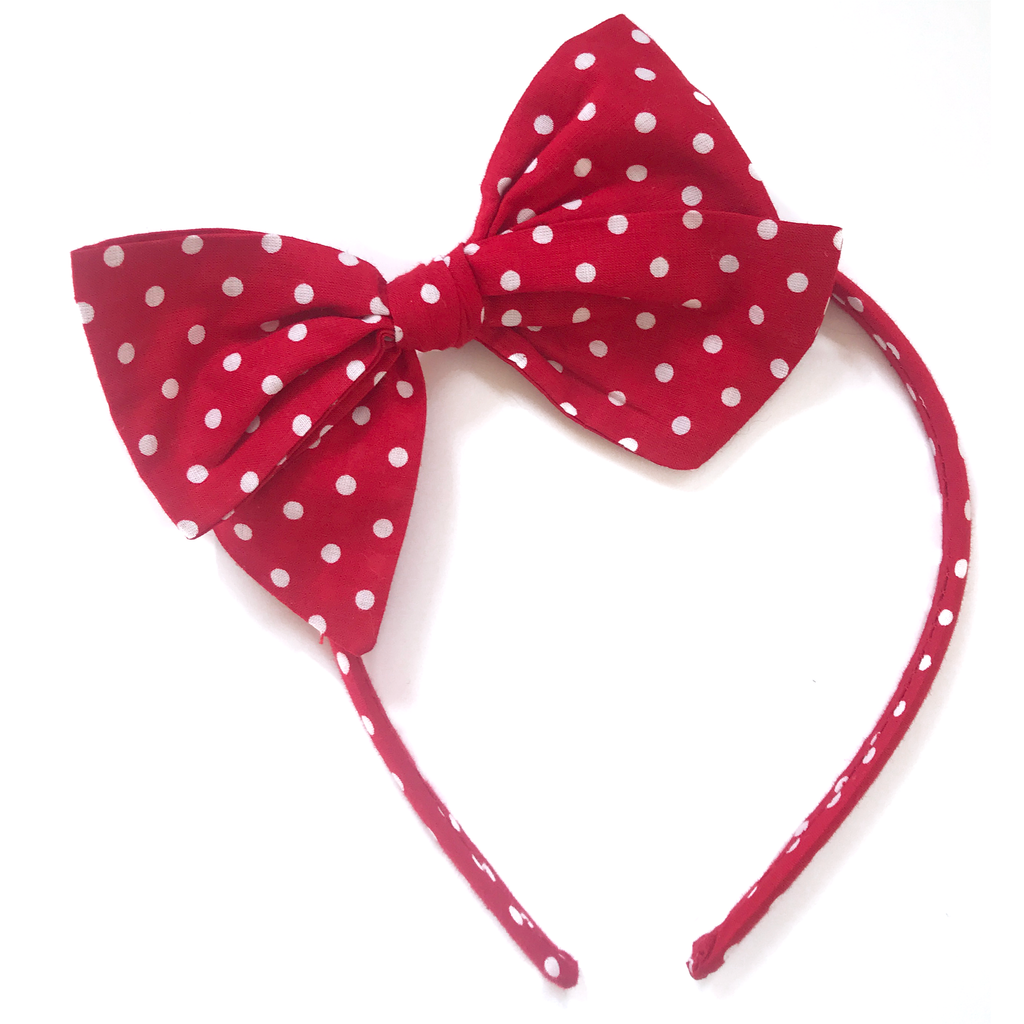 Collette Headband- Red with White Dots