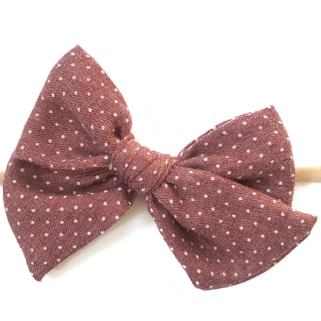 Hand Tied Bow - Brick Red Dot