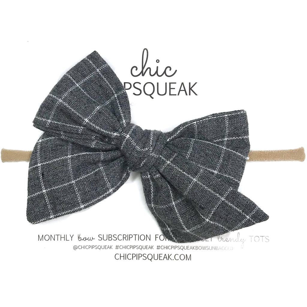 Hand-Tied Bow - Gray Grid