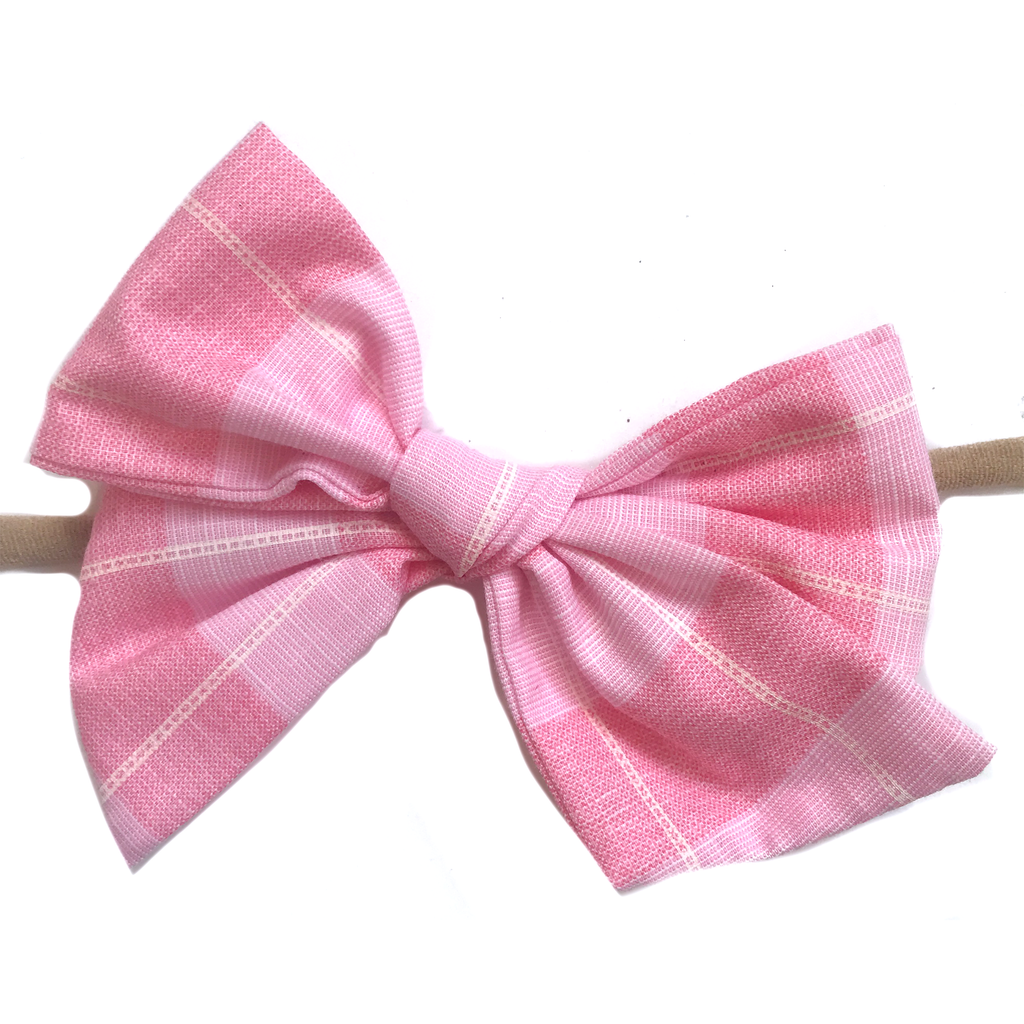 Hand-Tied Bow - Large Pink Check
