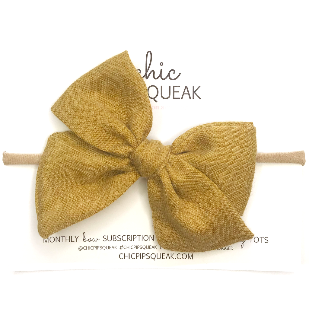 Hand-Tied Bow- Mustard Soft Flannel