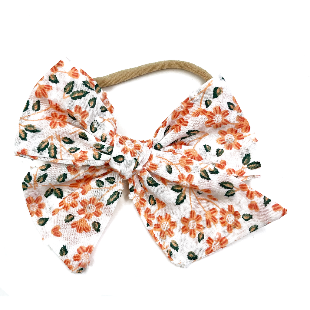Hand Tied Bow - Orange Fall Floral