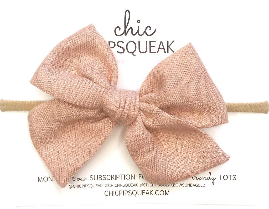 Hand-Tied Bow- Pale Blush Soft Flannel