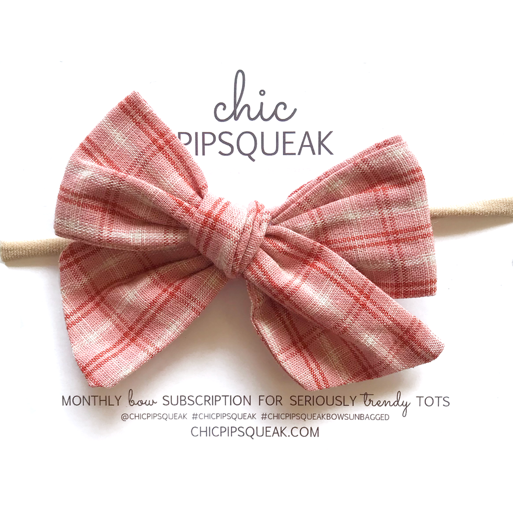 Hand-Tied Bow - Pink Plaid