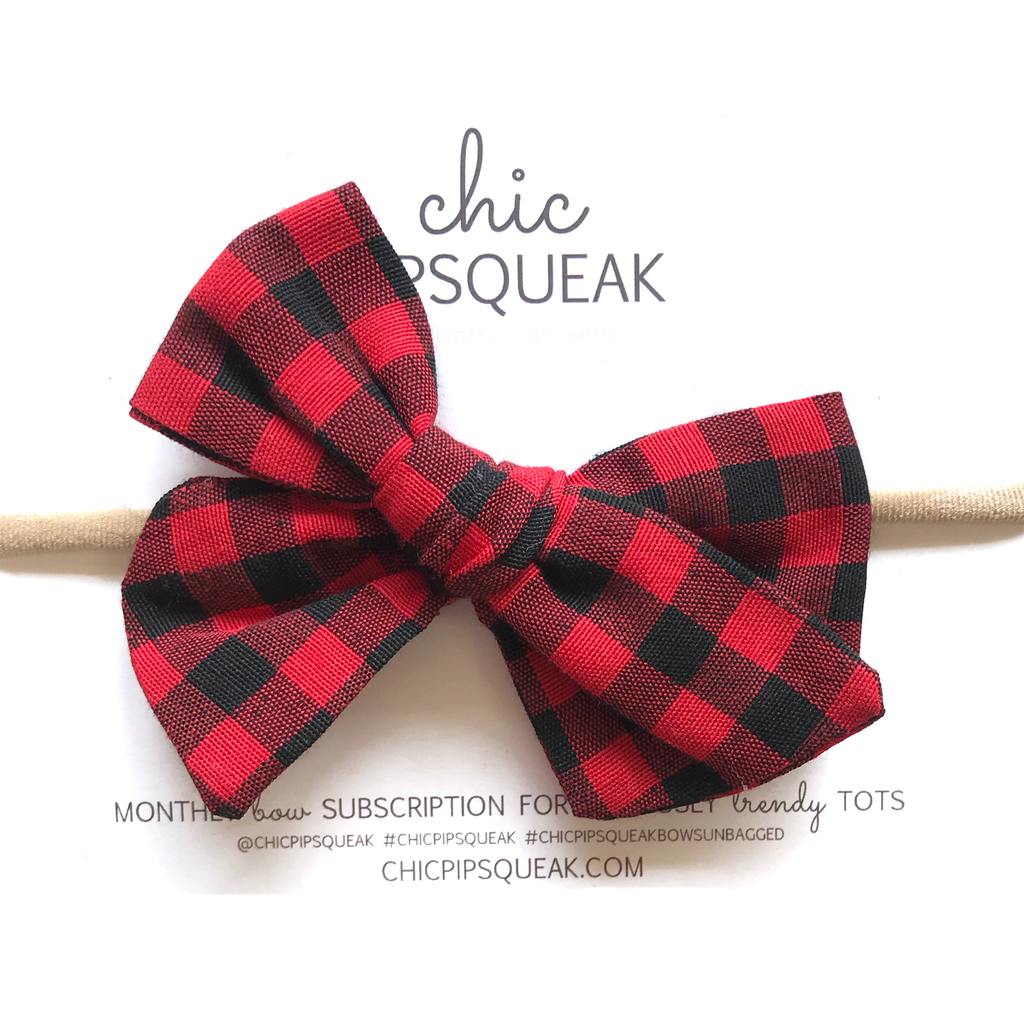 Hand-Tied Bow - Red and Black Buffalo