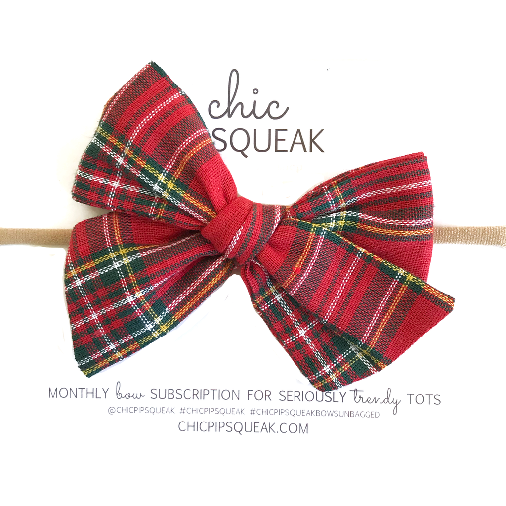 Hand-Tied Bow - Red Holiday Tartan