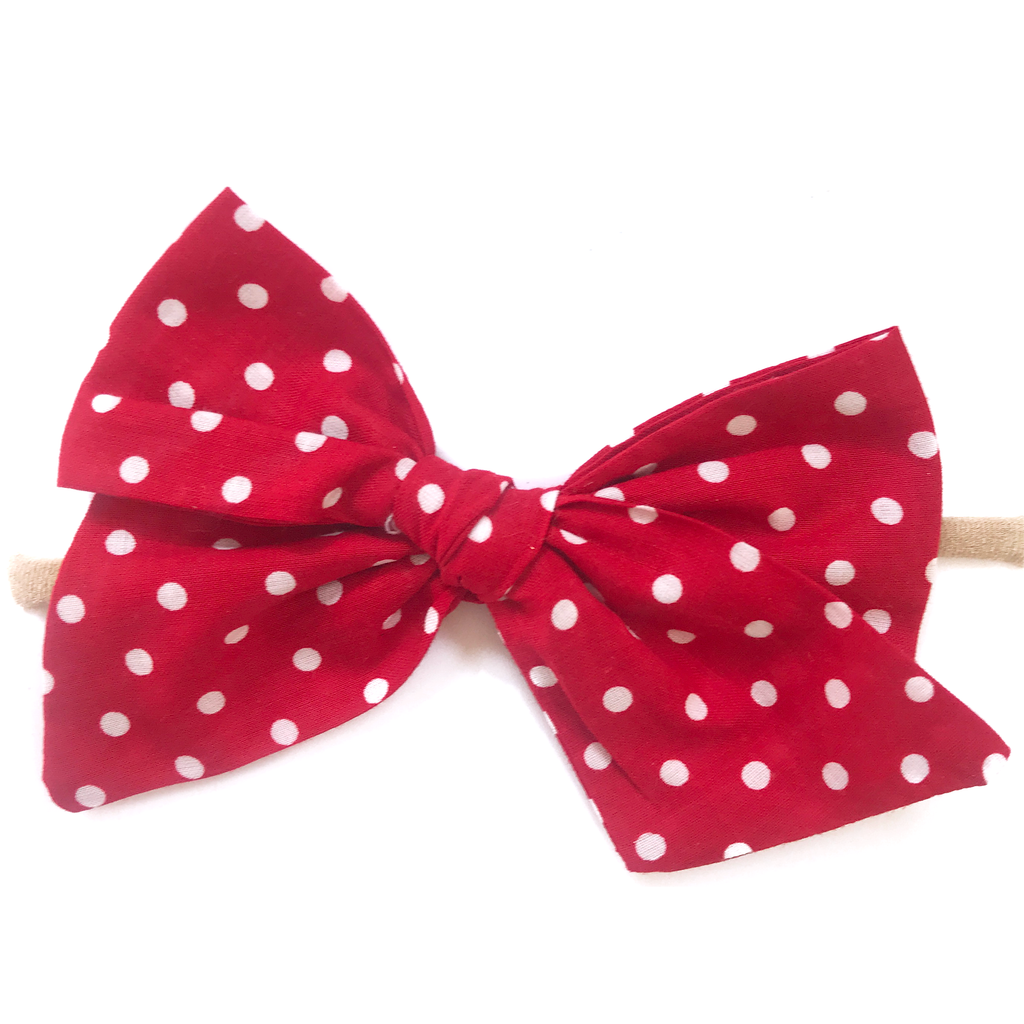 Hand-Tied Bow - Red with White Dots