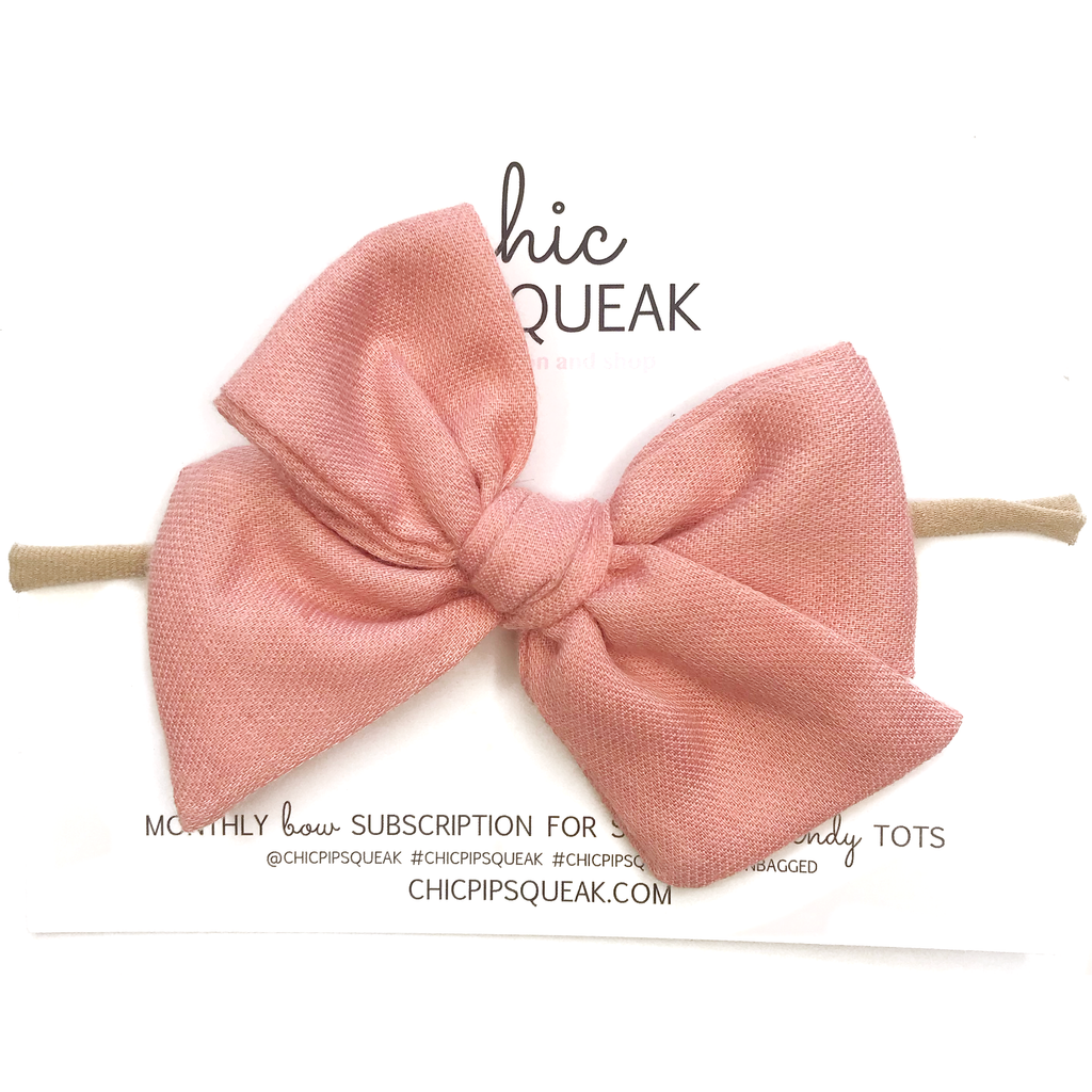 Hand-Tied Bow- Soft Pink Soft Flannel