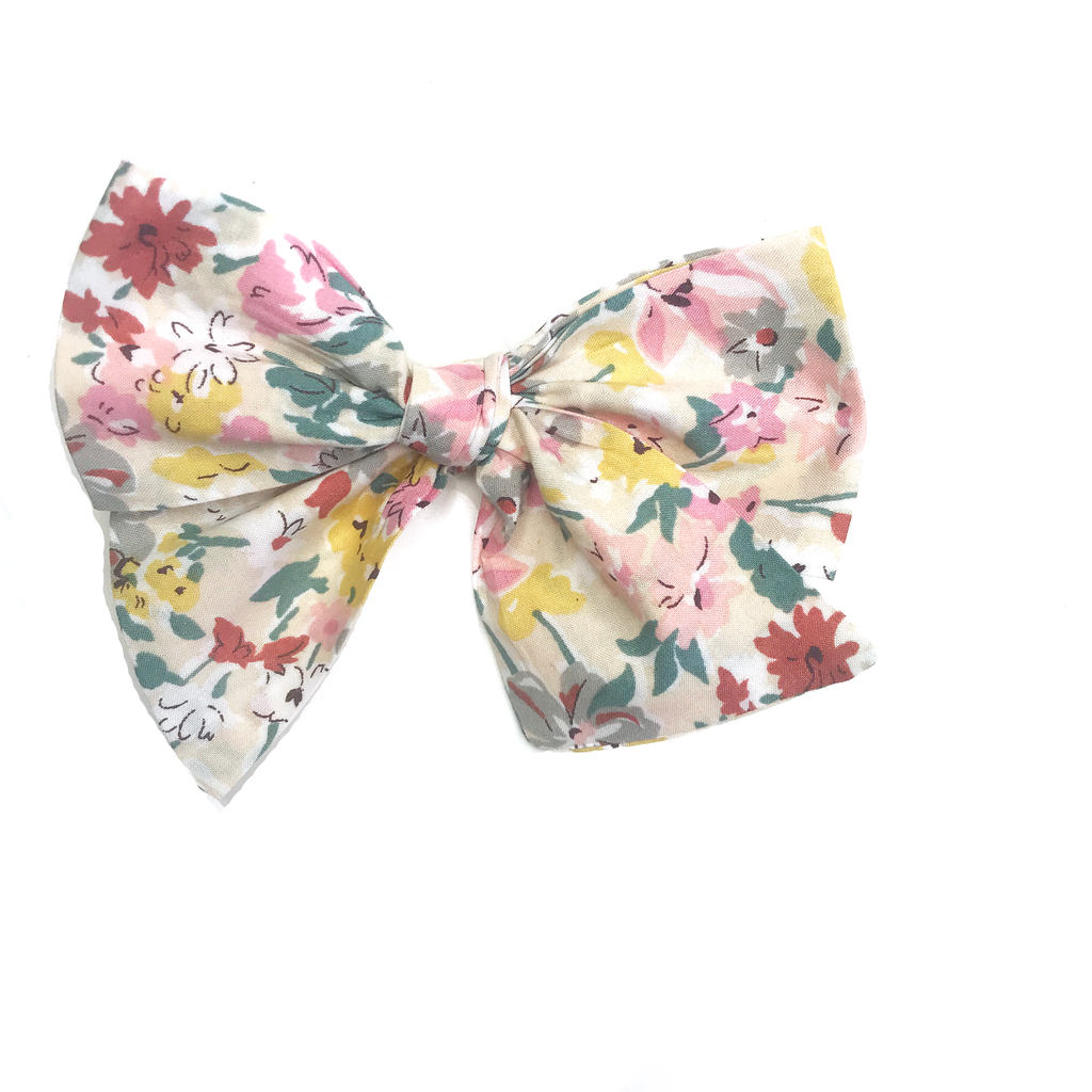 Hand Tied Bow - Tan Floral