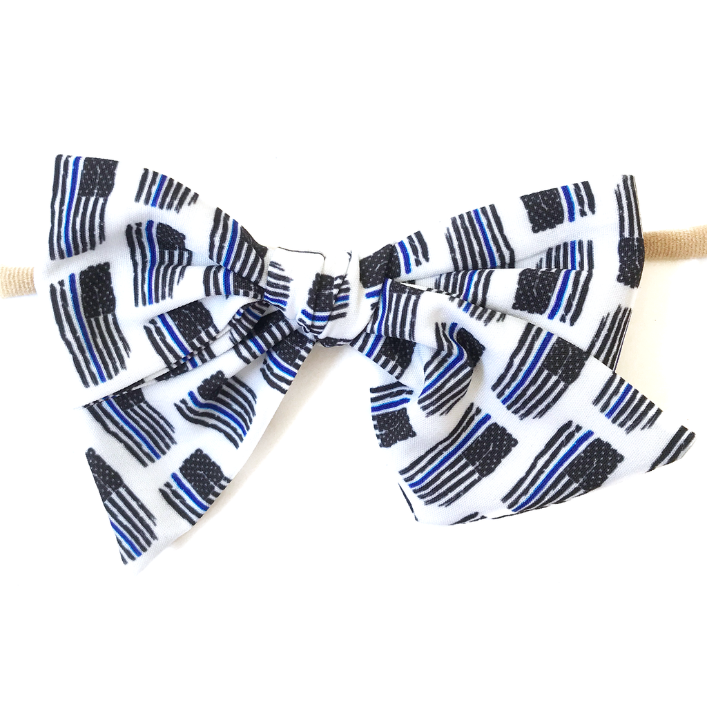 Hand-Tied Bow - Thin Blue Line Flag