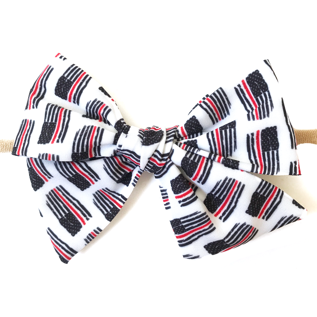 Hand-Tied Bow - Thin Red Line Flag