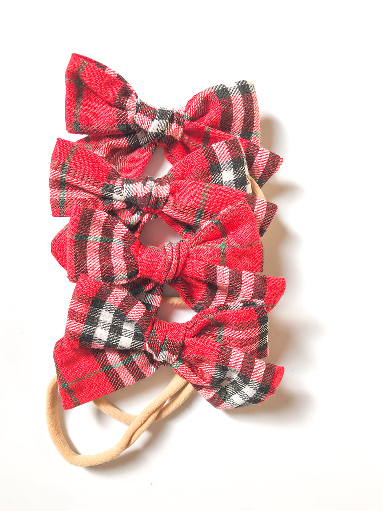 Hand-Tied Bow- Red Flannel Plaid