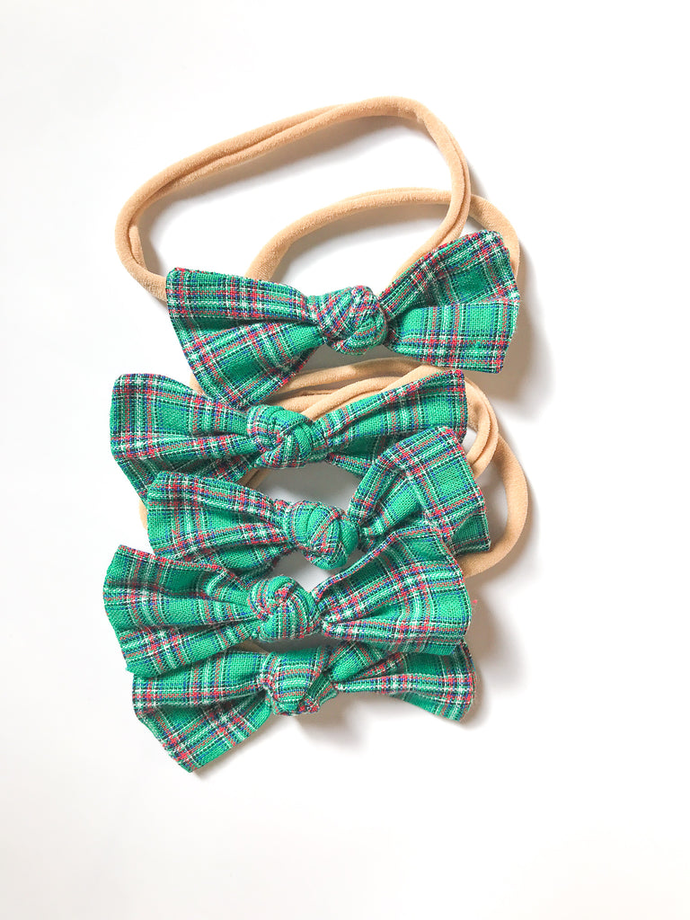Knot Bows- Red or Green Plaid