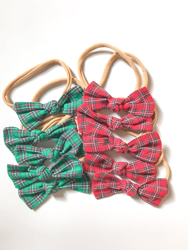Knot Bows- Red or Green Plaid