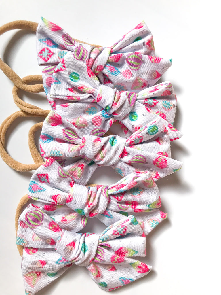 Hand Tied Headband- Colorful Ornaments