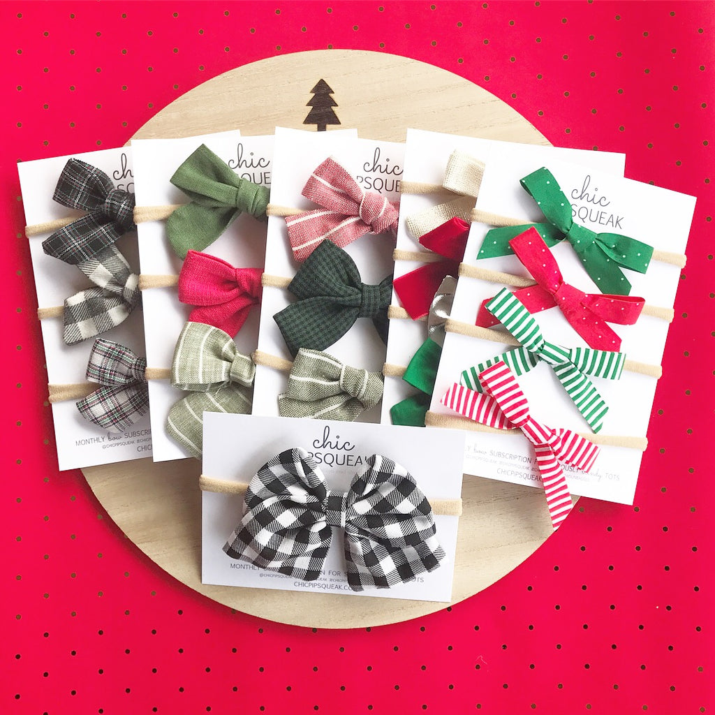 Stripe and Check Add On Bows December