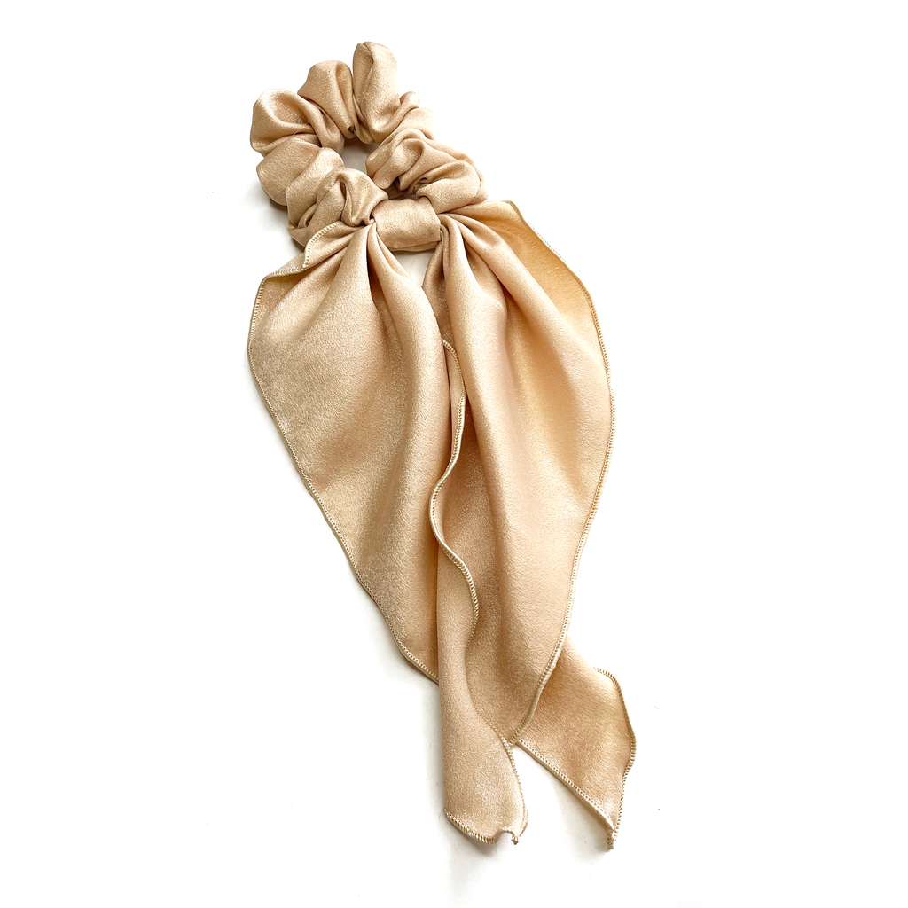 Long Tail Scrunchie- Light Champagne Taupe
