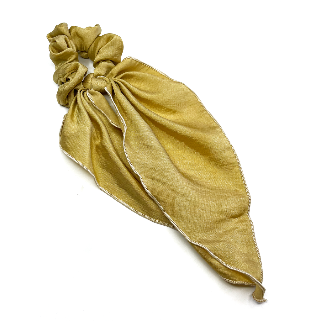 Long Tail Scrunchie- Light Gold Silk