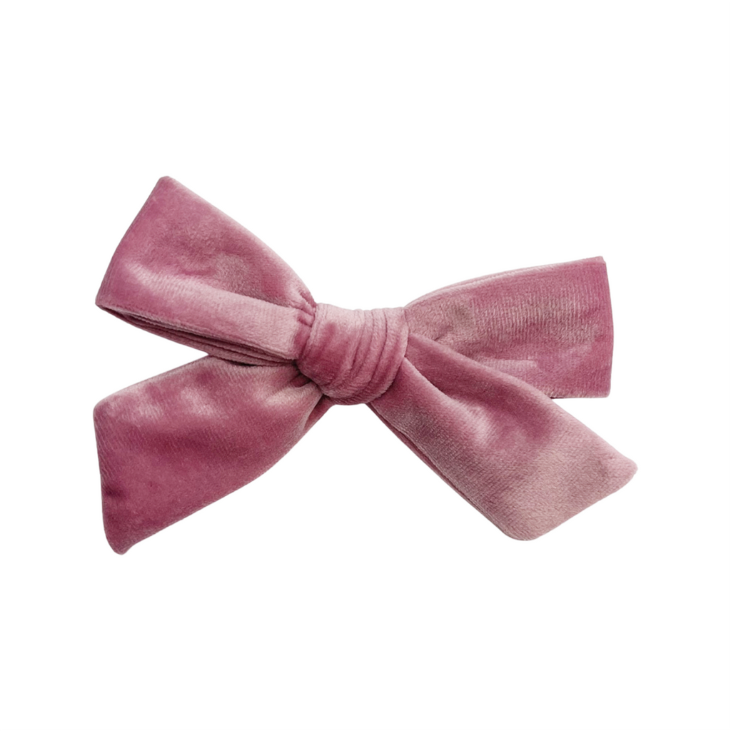 Oversized Classic Hand Tied Bow - Dusty Pink Velvet