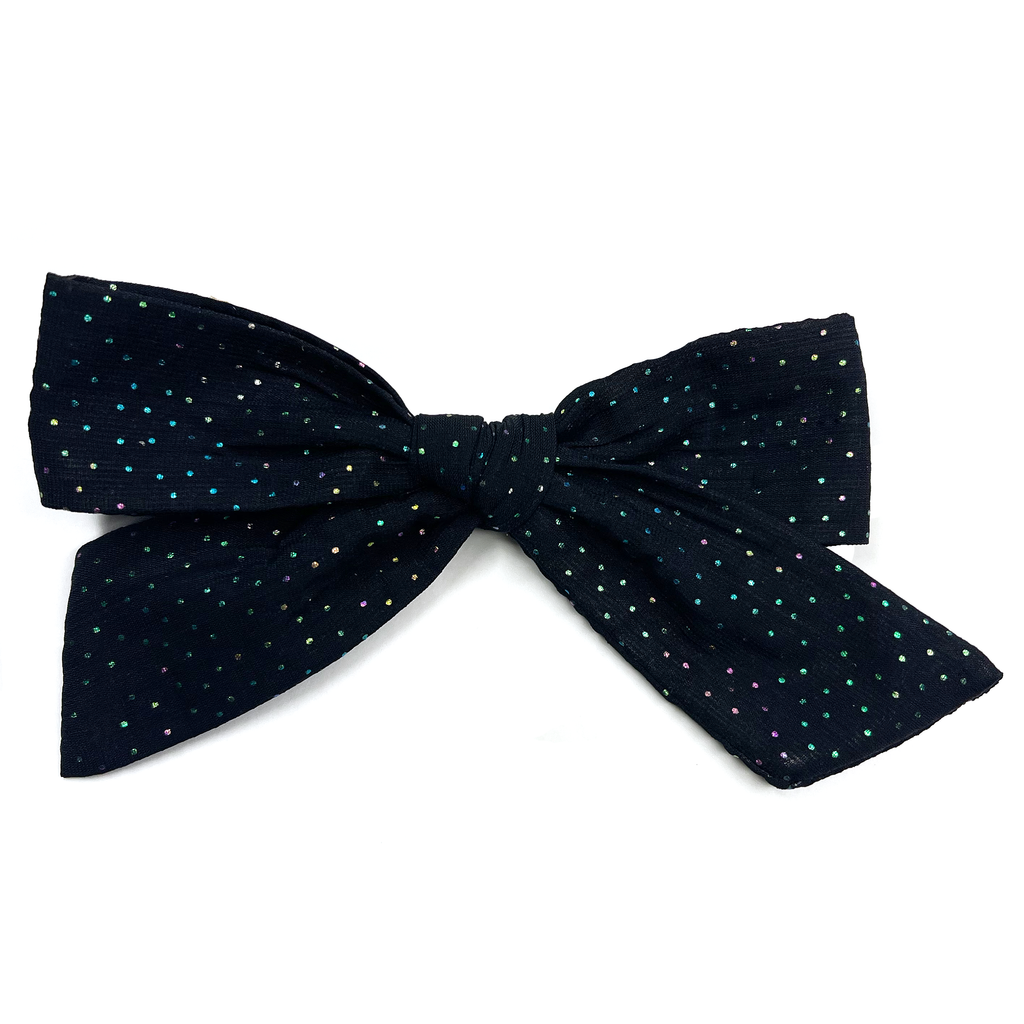 Oversized Classic Hand Tied Bow - Black Sparkle