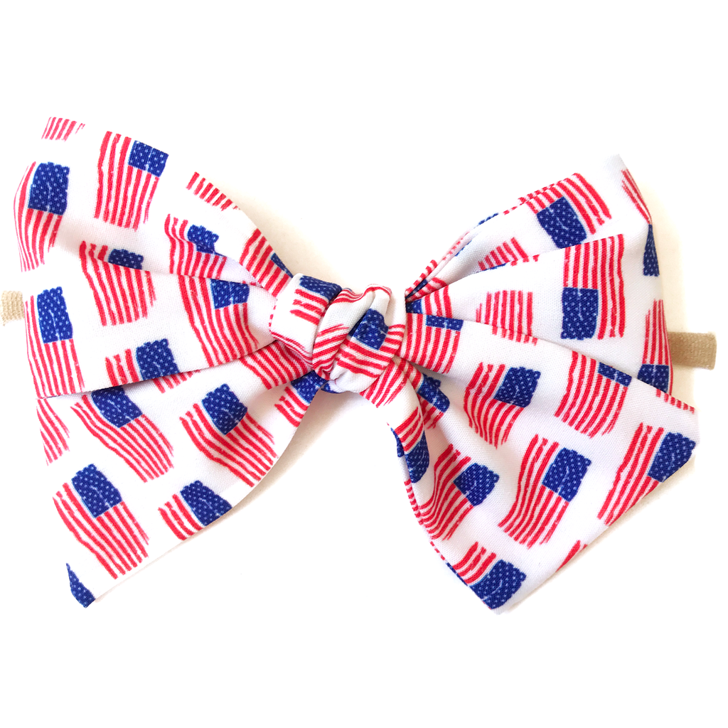 Oversized Hand Tied Bow- American Flag