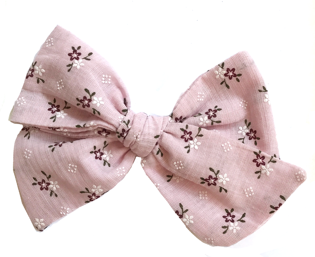 Oversized Hand Tied Bow- Baby Pink Floral