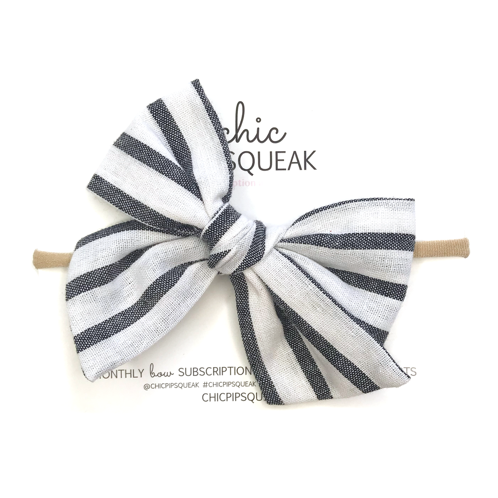 Oversized Hand Tied Bow-Fall Black Stripe