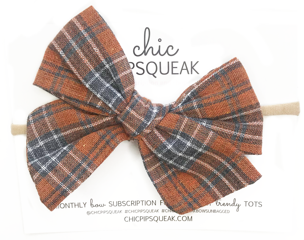 Oversized Hand Tied Bow- Fall Plaid