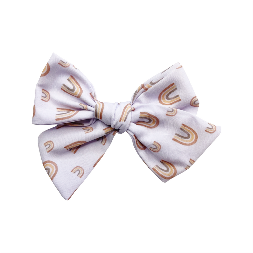 Oversized Hand Tied Bow- Natural Rainbows