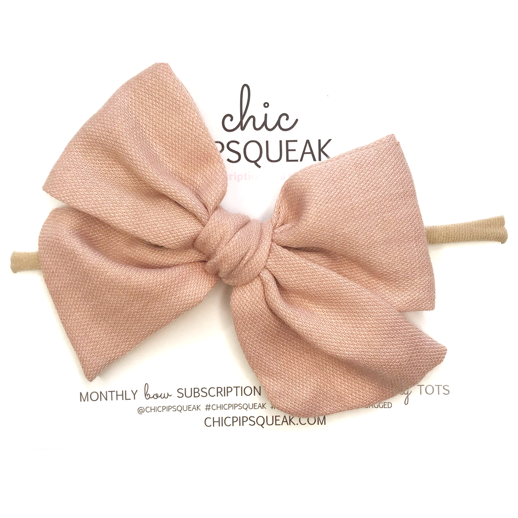 Oversized Hand Tied Bow- Pale Blush Soft Flannel