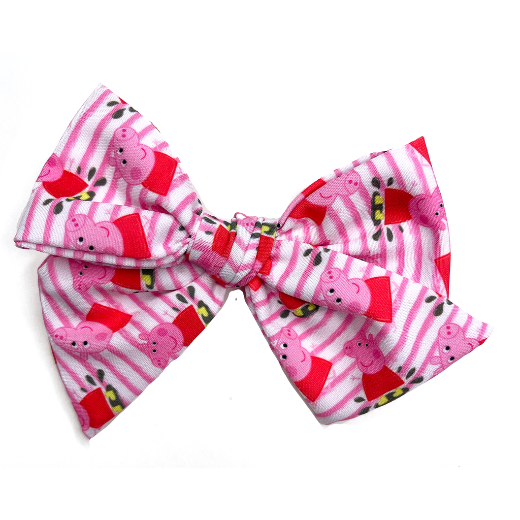 Oversized Hand Tied Bow- Pink Pig