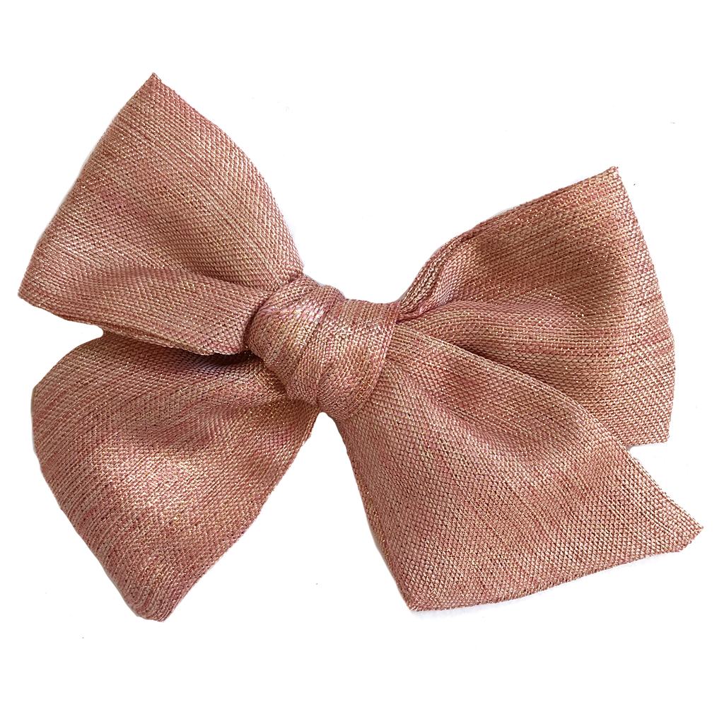 Oversized Hand Tied Bow- Light Pink Shimmer
