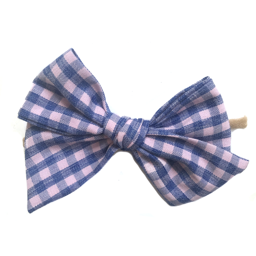 Oversized Hand Tied Bow- Pink Spring Check